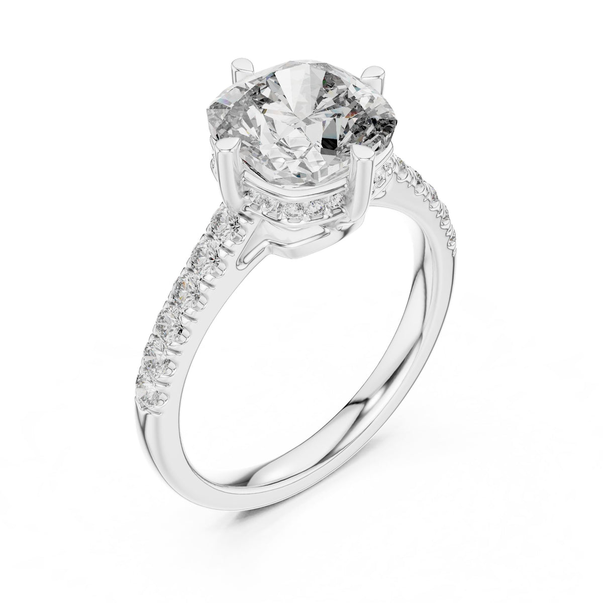 Round Hidden Halo Lab Grown Diamond Engagement Ring