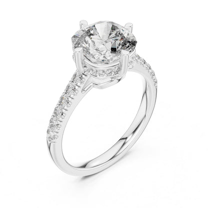 Round Hidden Halo Lab Grown Diamond Engagement Ring