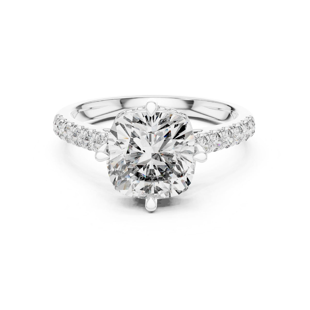 Round Hidden Halo Lab Grown Diamond Engagement Ring