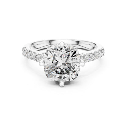 Round Hidden Halo Lab Grown Diamond Engagement Ring