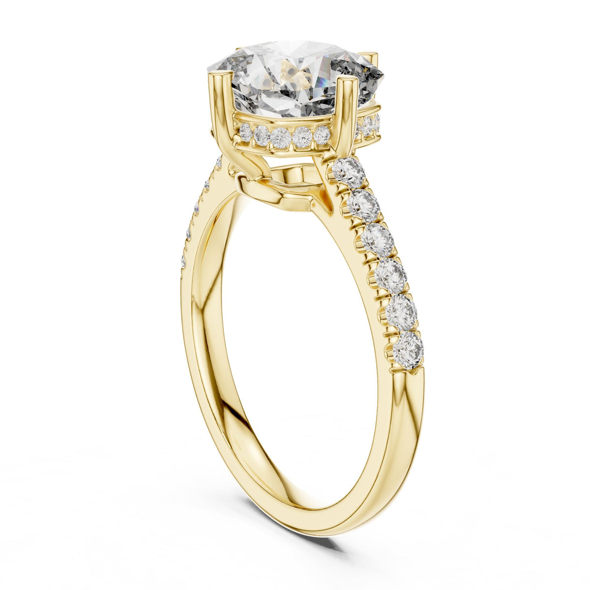 Round Hidden Halo Lab Grown Diamond Engagement Ring