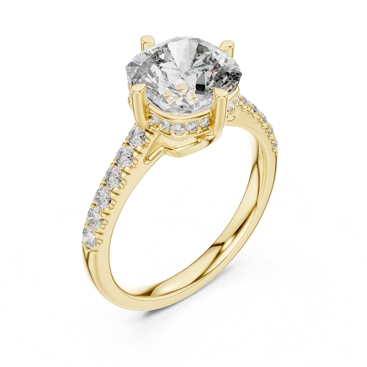Round Hidden Halo Lab Grown Diamond Engagement Ring