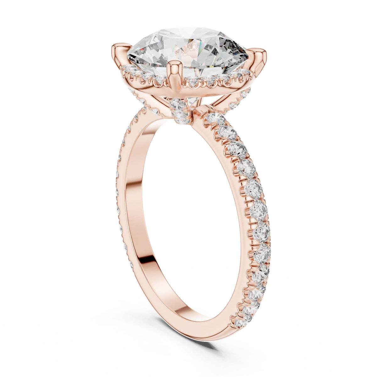 Round Hidden Halo Lab Grown Diamond Engagement Ring