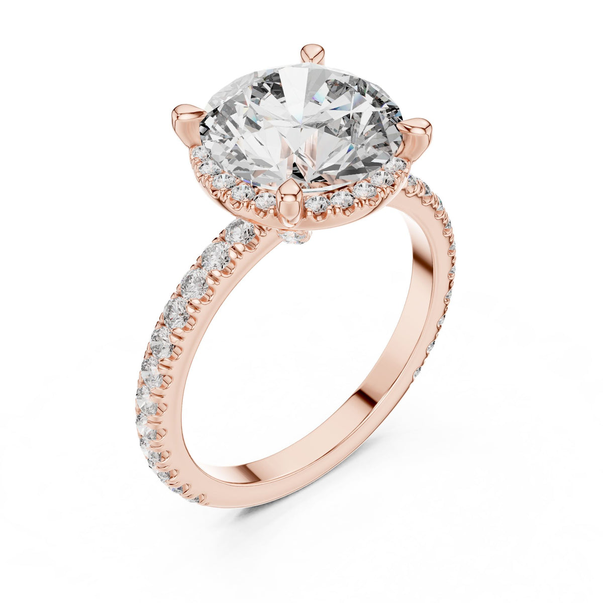 Round Hidden Halo Lab Grown Diamond Engagement Ring