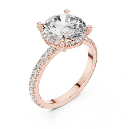 Round Hidden Halo Lab Grown Diamond Engagement Ring
