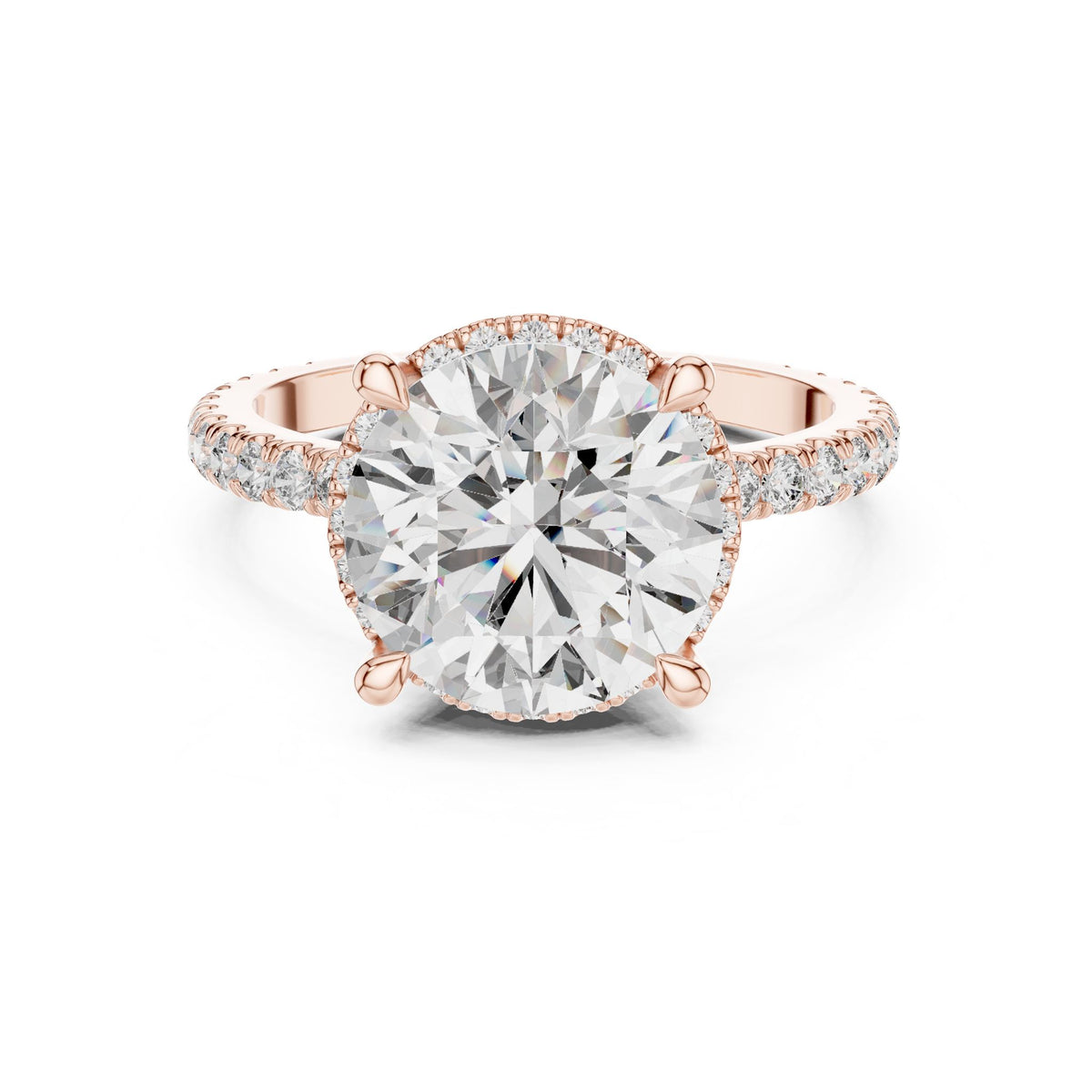 Round Hidden Halo Lab Grown Diamond Engagement Ring