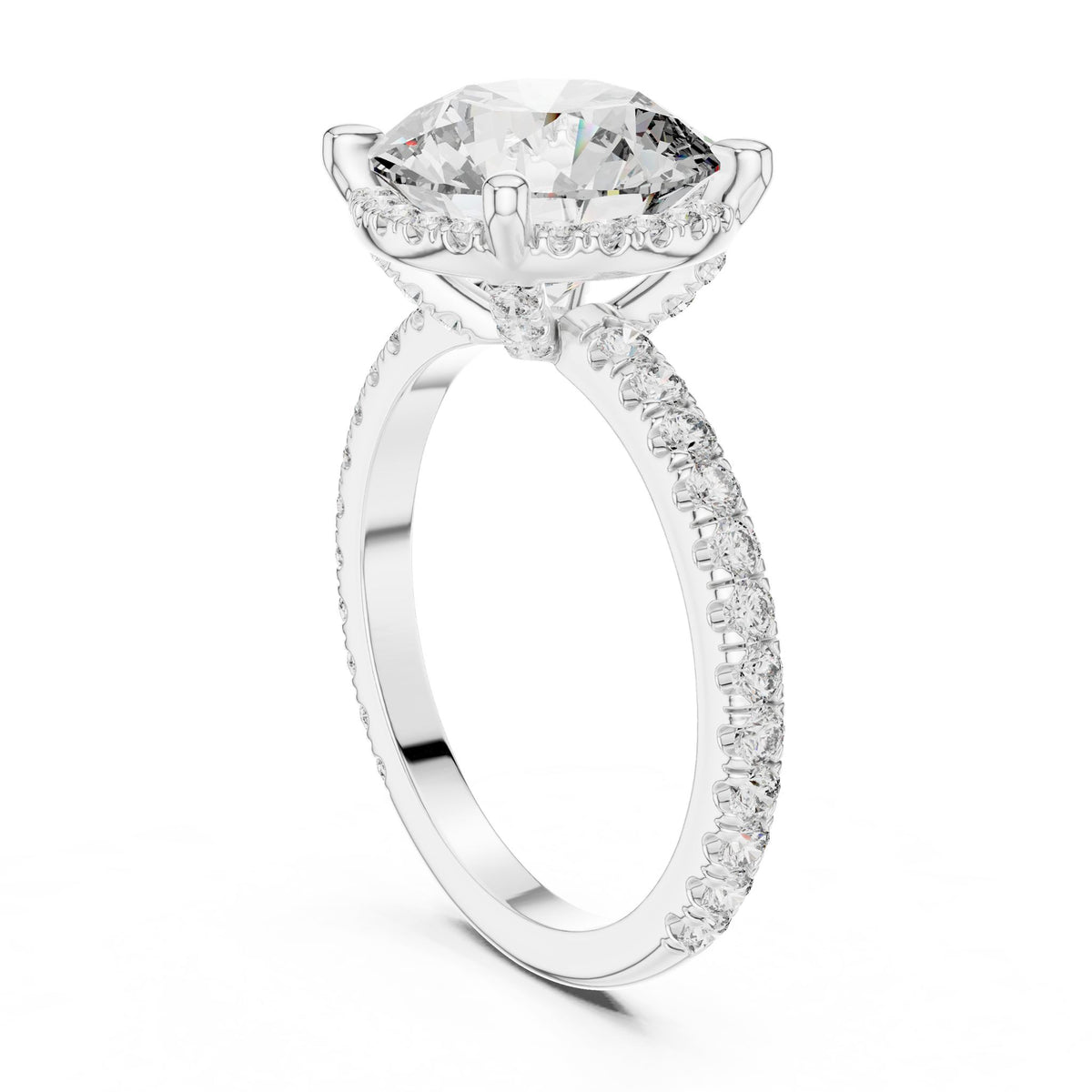 Round Hidden Halo Lab Grown Diamond Engagement Ring