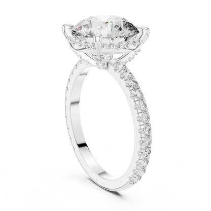 Round Hidden Halo Lab Grown Diamond Engagement Ring