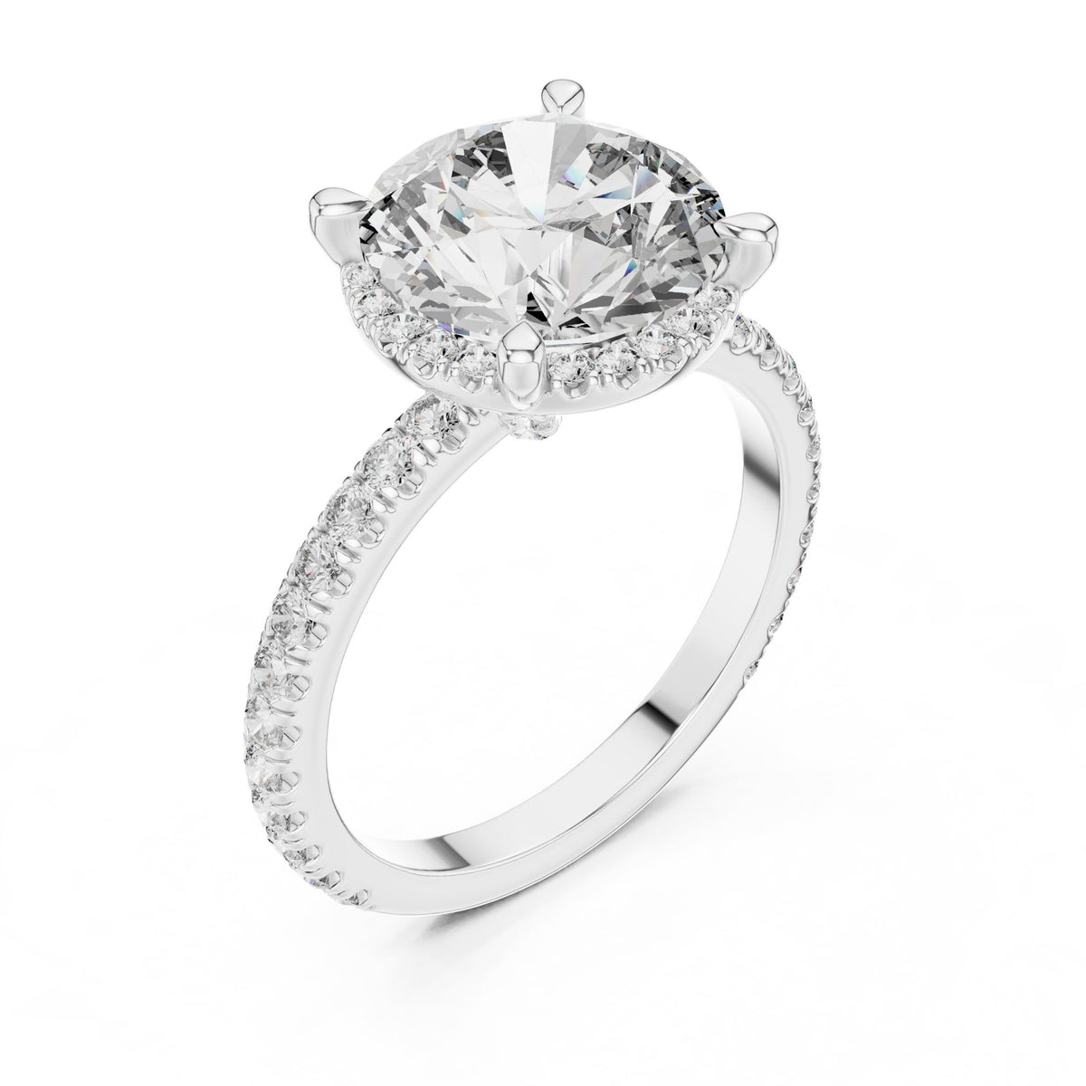 Round Hidden Halo Lab Grown Diamond Engagement Ring