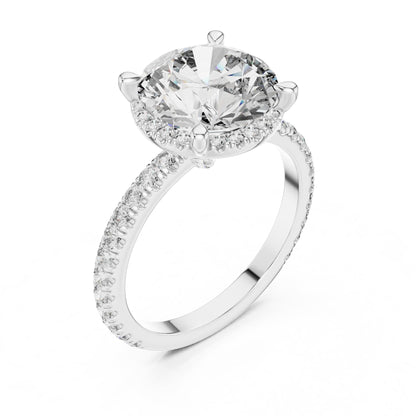 Round Hidden Halo Lab Grown Diamond Engagement Ring