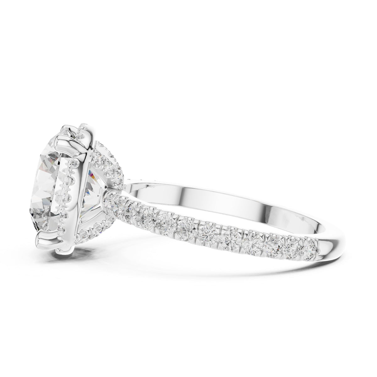 Round Hidden Halo Lab Grown Diamond Engagement Ring