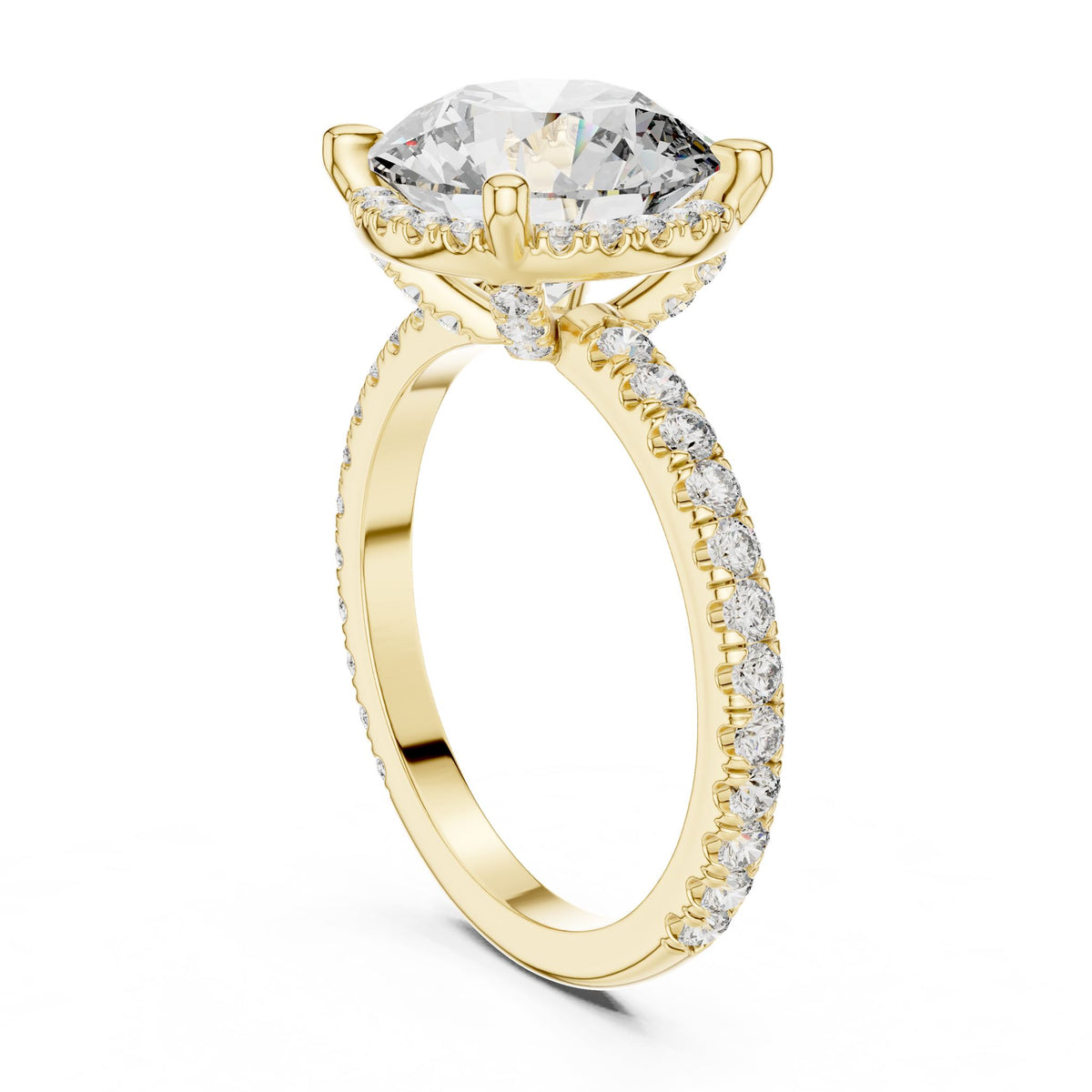Round Hidden Halo Lab Grown Diamond Engagement Ring