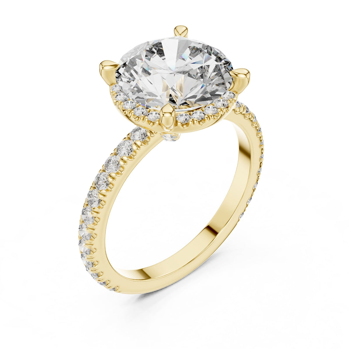 Round Hidden Halo Lab Grown Diamond Engagement Ring