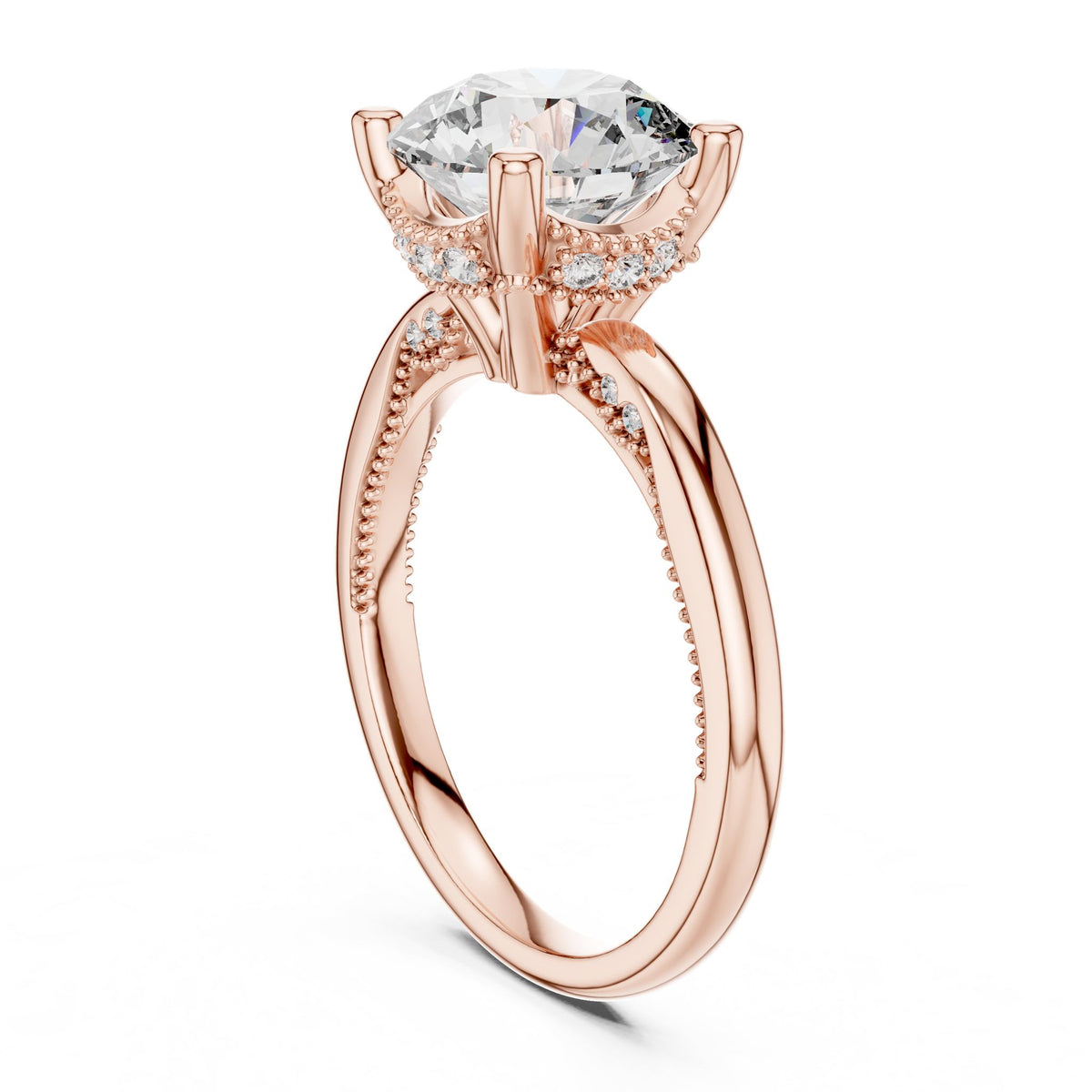 Round Hidden Halo Lab Grown Diamond Engagement Ring