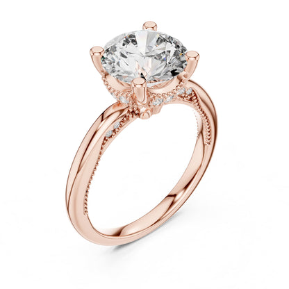 Round Hidden Halo Lab Grown Diamond Engagement Ring