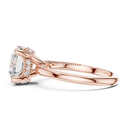 Round Hidden Halo Lab Grown Diamond Engagement Ring