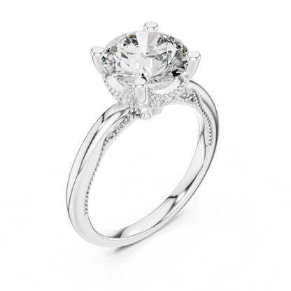 Round Hidden Halo Lab Grown Diamond Engagement Ring