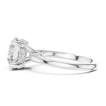 Round Hidden Halo Lab Grown Diamond Engagement Ring