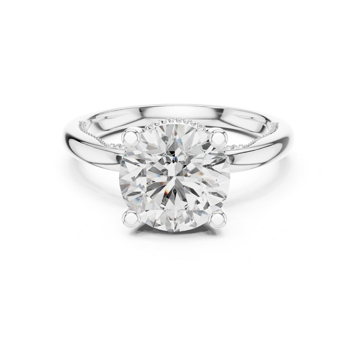 Round Hidden Halo Lab Grown Diamond Engagement Ring