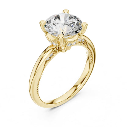 Round Hidden Halo Lab Grown Diamond Engagement Ring