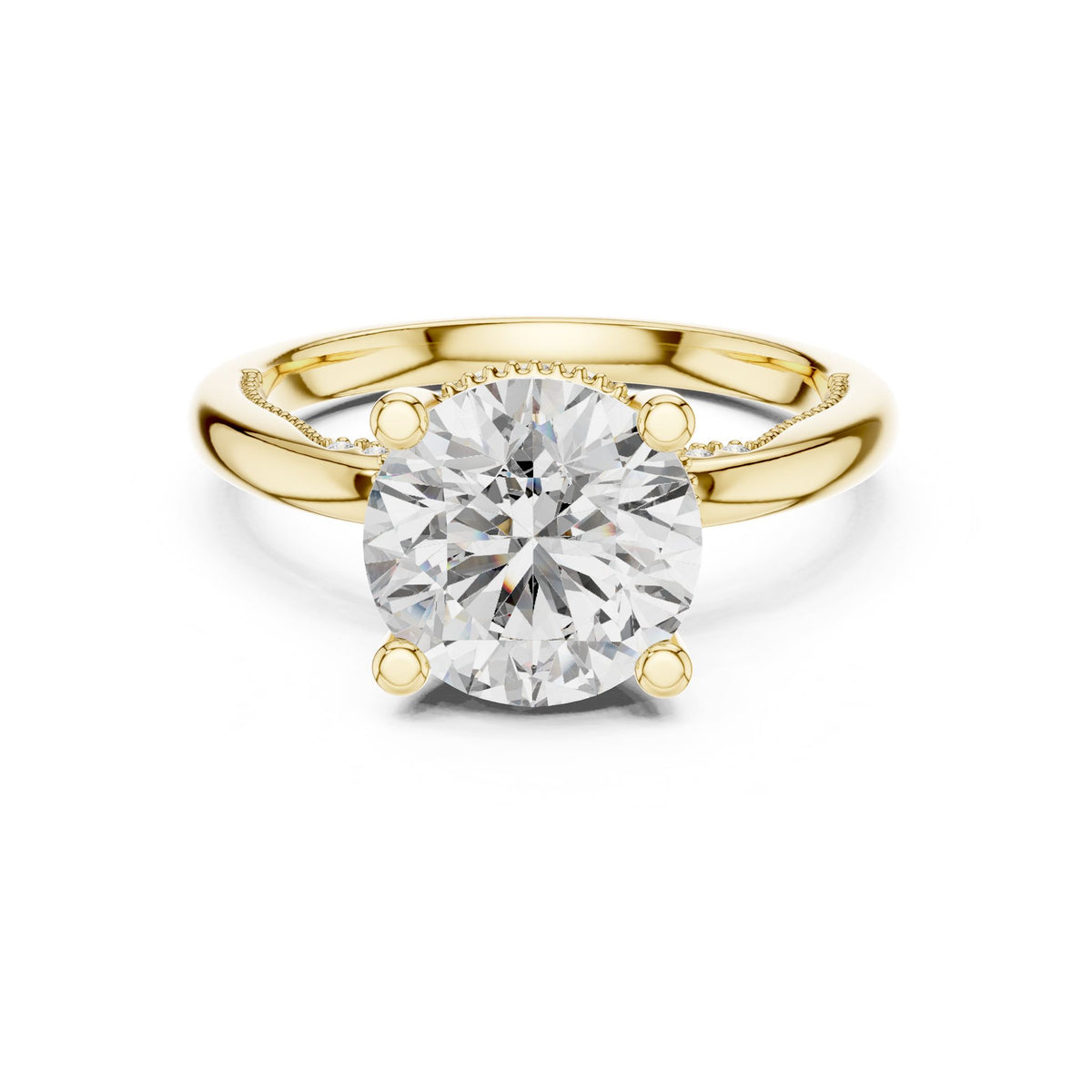 Round Hidden Halo Lab Grown Diamond Engagement Ring