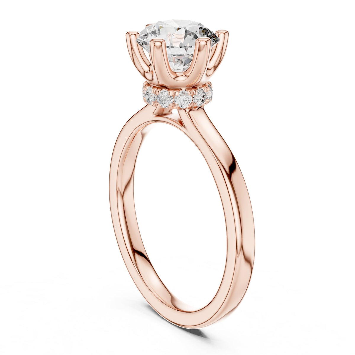 Round Hidden Halo Lab Grown Diamond Engagement Ring
