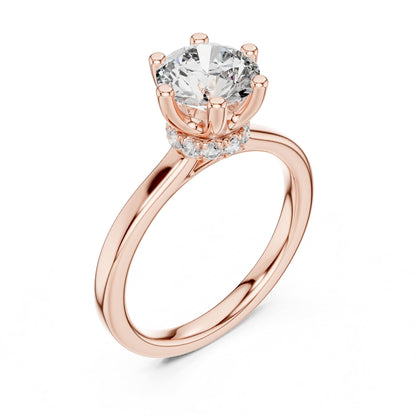Round Hidden Halo Lab Grown Diamond Engagement Ring