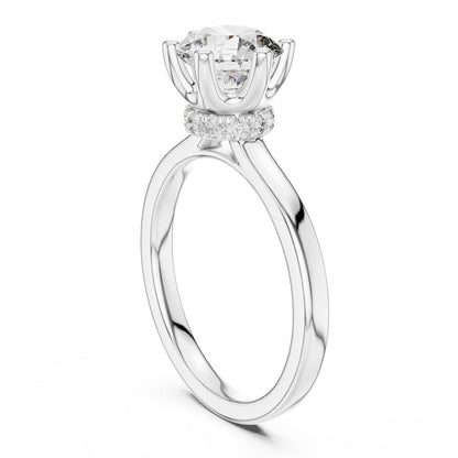 Round Hidden Halo Lab Grown Diamond Engagement Ring