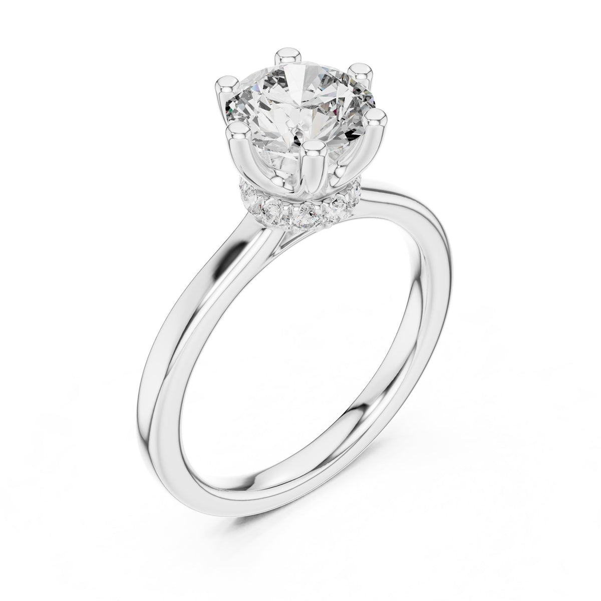 Round Hidden Halo Lab Grown Diamond Engagement Ring