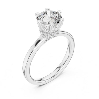 Round Hidden Halo Lab Grown Diamond Engagement Ring