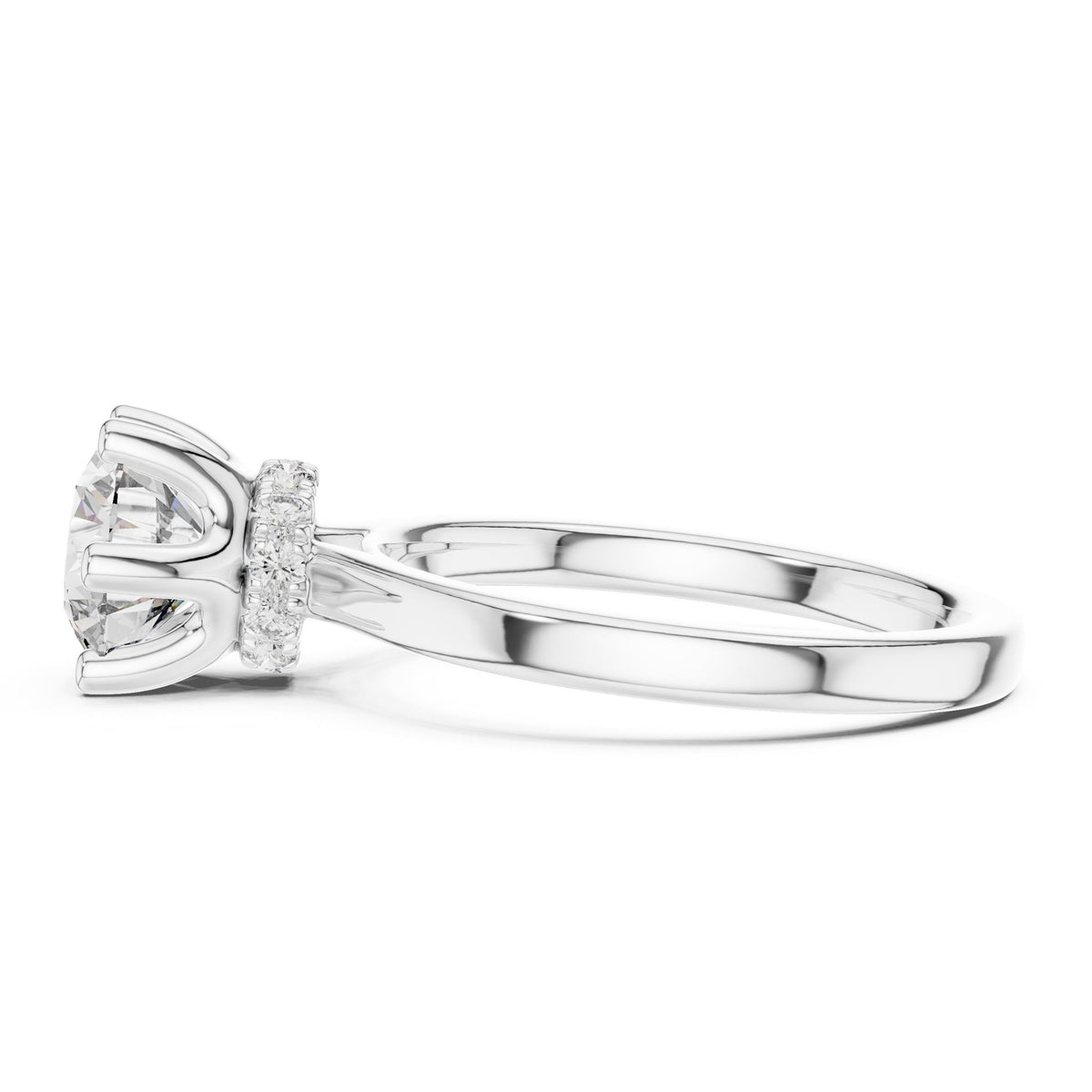 Round Hidden Halo Lab Grown Diamond Engagement Ring