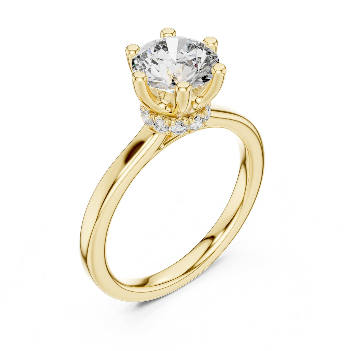 Round Hidden Halo Lab Grown Diamond Engagement Ring