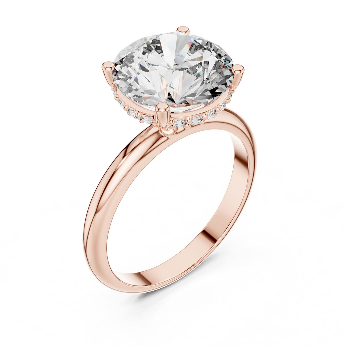 Round Hidden Halo Lab Grown Diamond Engagement Ring