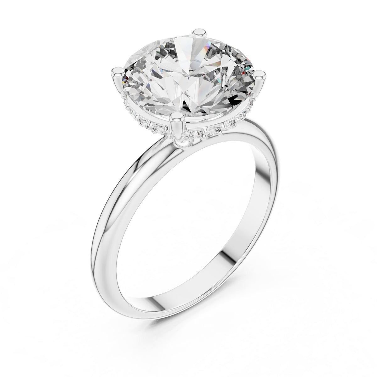 Round Hidden Halo Lab Grown Diamond Engagement Ring