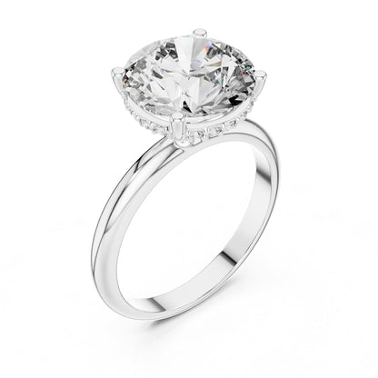 Round Hidden Halo Lab Grown Diamond Engagement Ring