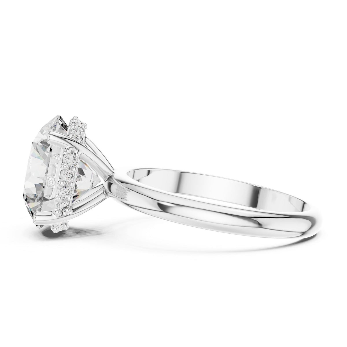 Round Hidden Halo Lab Grown Diamond Engagement Ring