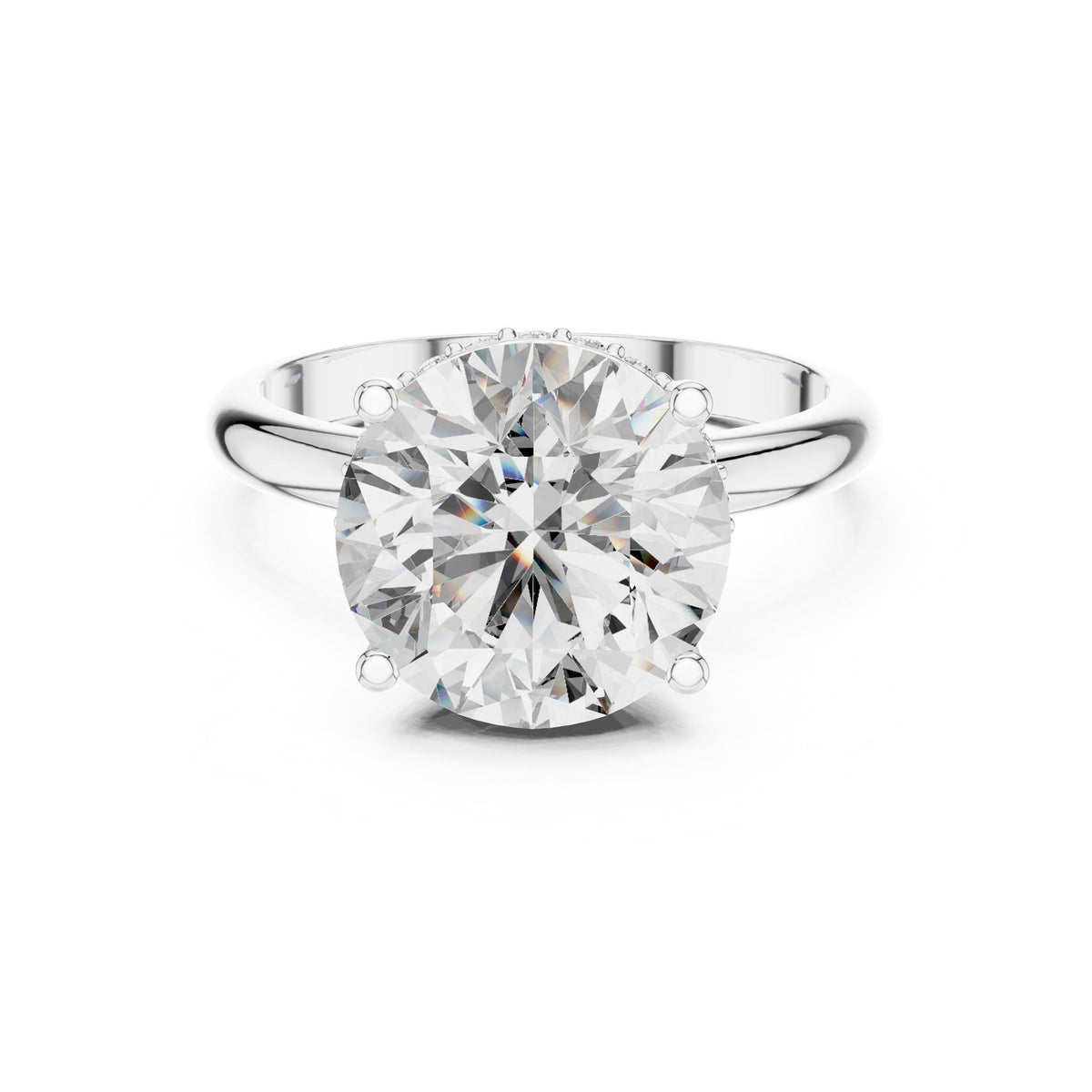Round Hidden Halo Lab Grown Diamond Engagement Ring