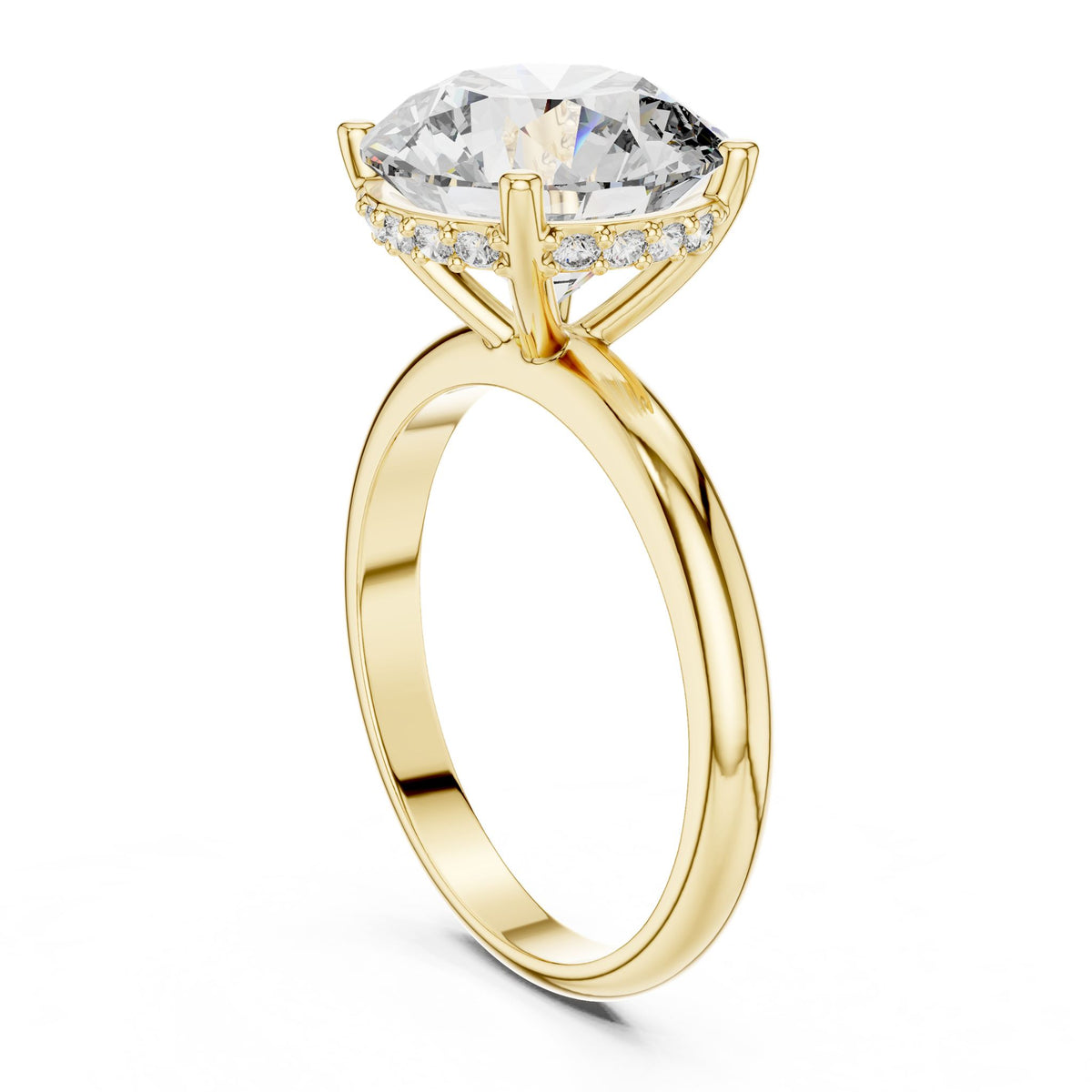 Round Hidden Halo Lab Grown Diamond Engagement Ring