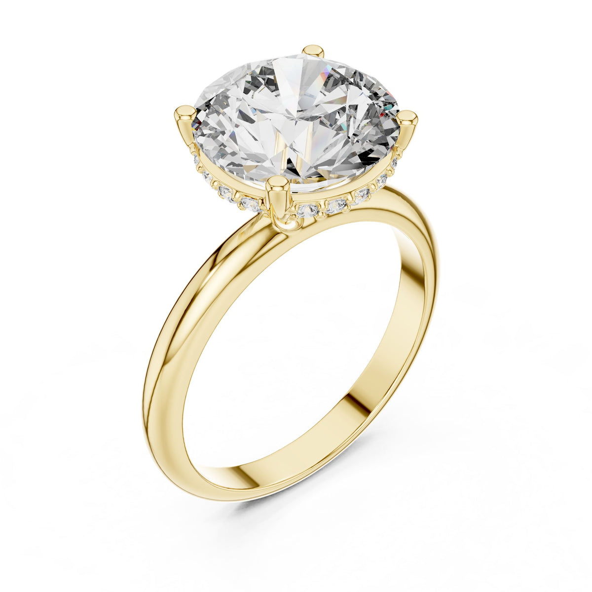 Round Hidden Halo Lab Grown Diamond Engagement Ring