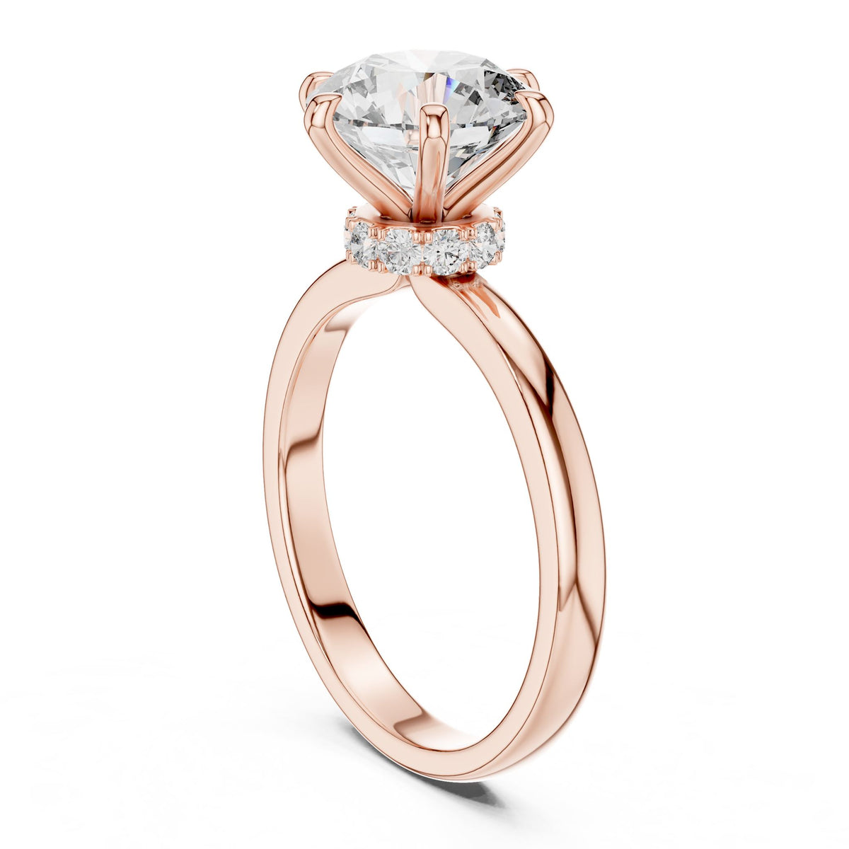 Round Hidden Halo Lab Grown Diamond Engagement Ring