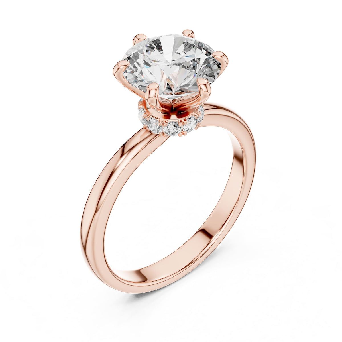 Round Hidden Halo Lab Grown Diamond Engagement Ring