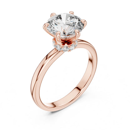 Round Hidden Halo Lab Grown Diamond Engagement Ring