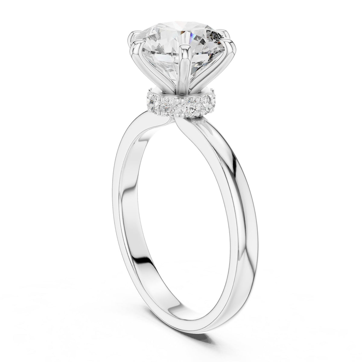 Round Hidden Halo Lab Grown Diamond Engagement Ring