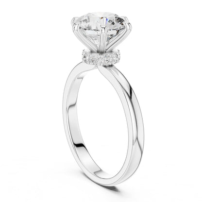 Round Hidden Halo Lab Grown Diamond Engagement Ring