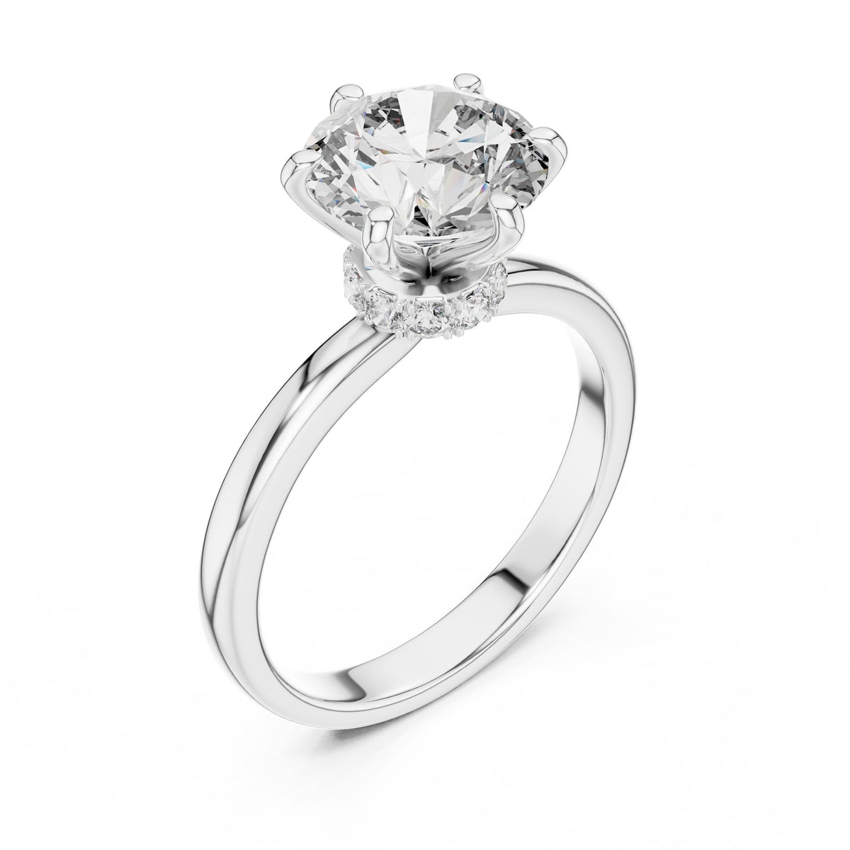 Round Hidden Halo Lab Grown Diamond Engagement Ring