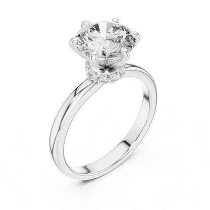 Round Hidden Halo Lab Grown Diamond Engagement Ring