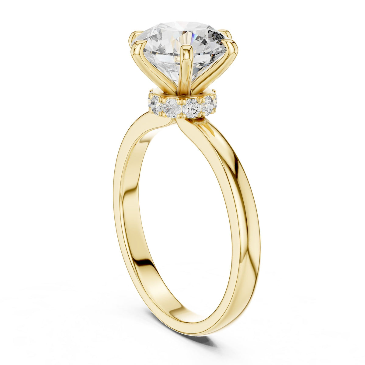 Round Hidden Halo Lab Grown Diamond Engagement Ring