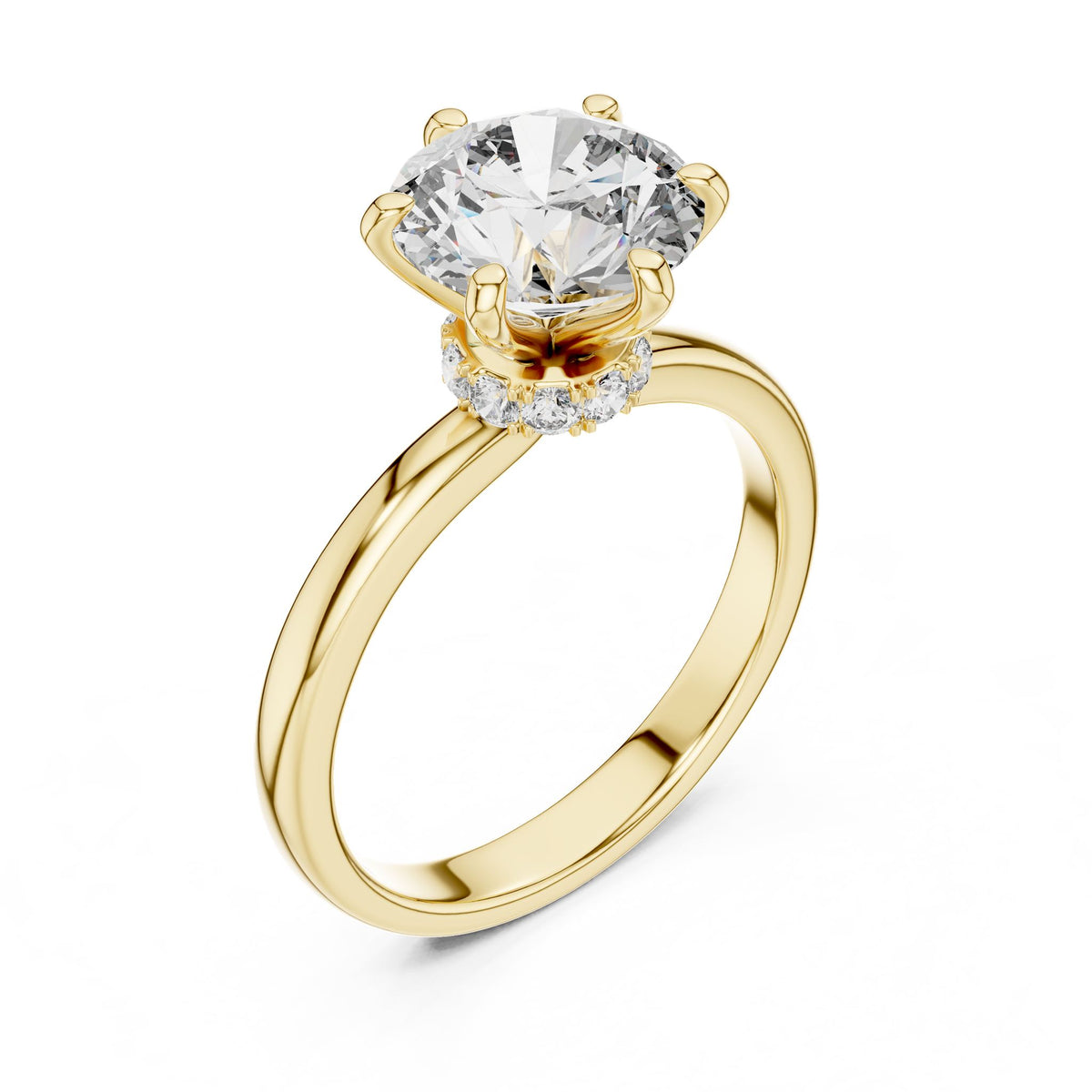 Round Hidden Halo Lab Grown Diamond Engagement Ring