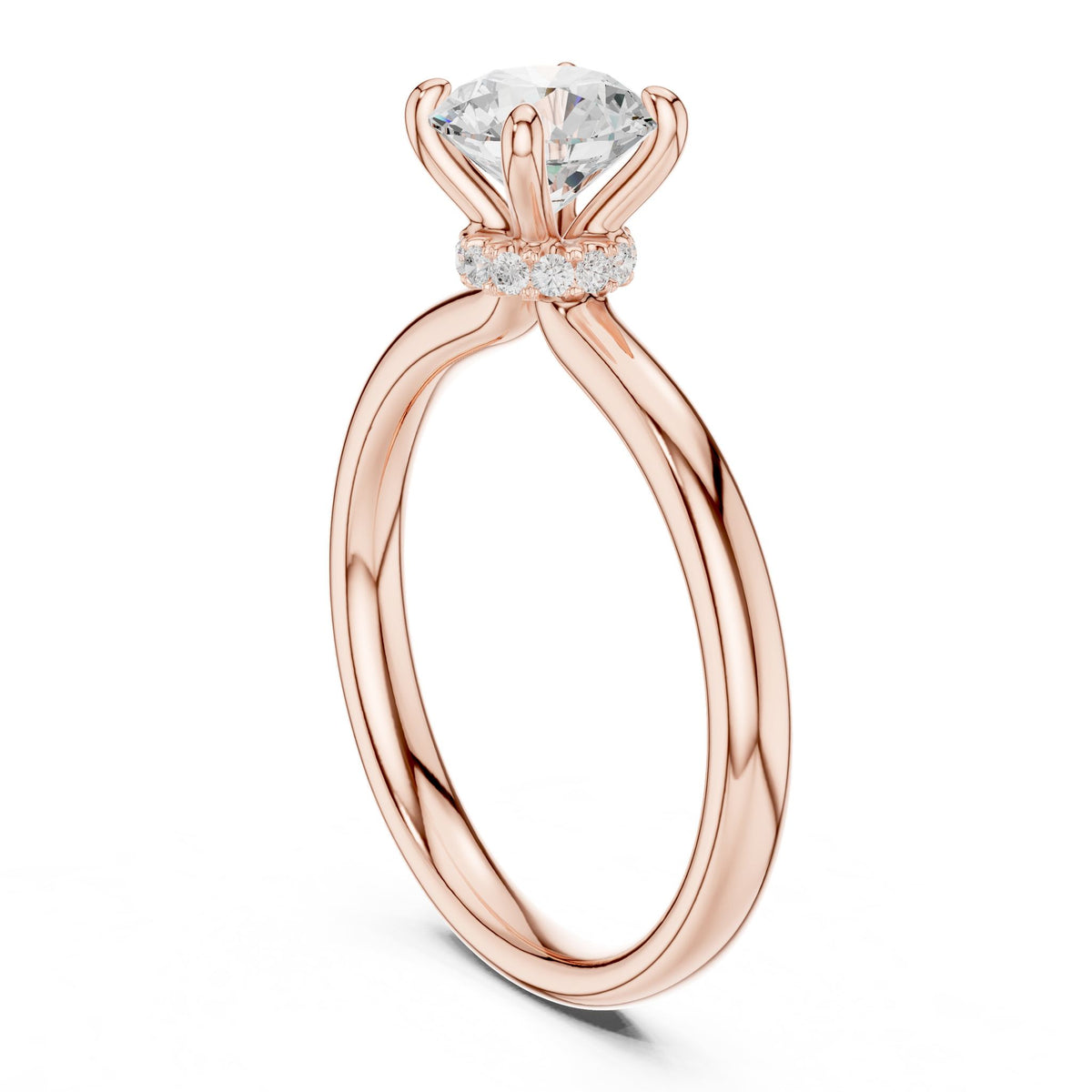 Round Hidden Halo Lab Grown Diamond Engagement Ring