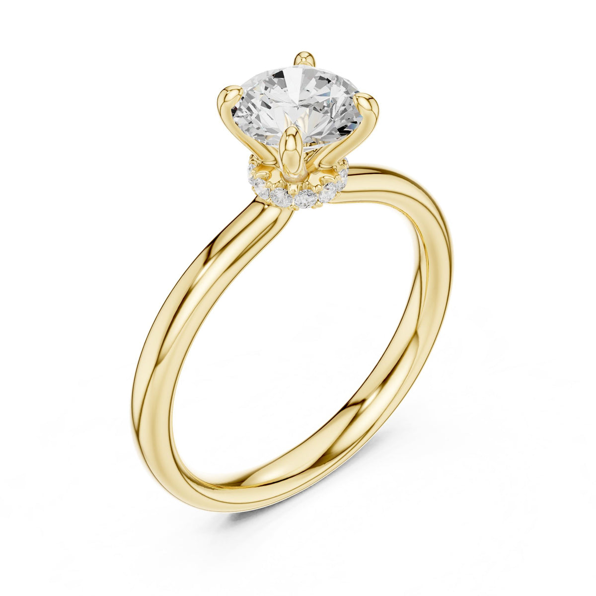 Round Hidden Halo Lab Grown Diamond Engagement Ring